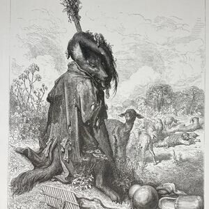 Dore, Fables, Wolf Shepherd, Frogs, Illustration, Print, Art, ~ 240706-WH 290